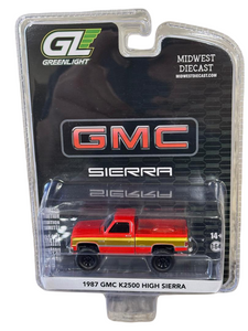 Mini Case of 12 Greenlight Midwest Diecast Exclusive 1987 GMC K2500 Sierra Red & Gold 1/64 51669-B